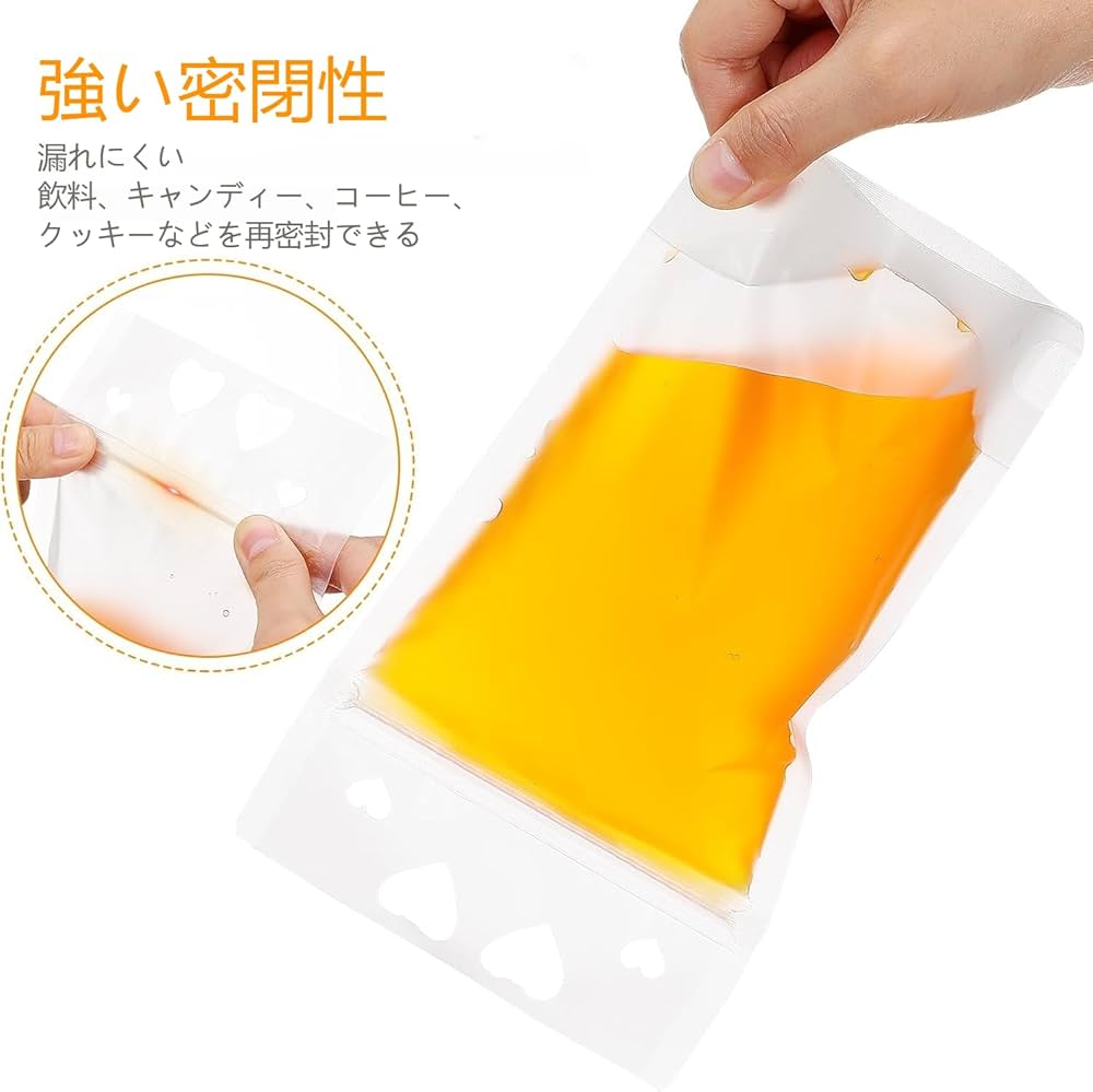 Amazon｜OUNONA 飲料 ジュース袋 ストロー付き 透明 ジュース